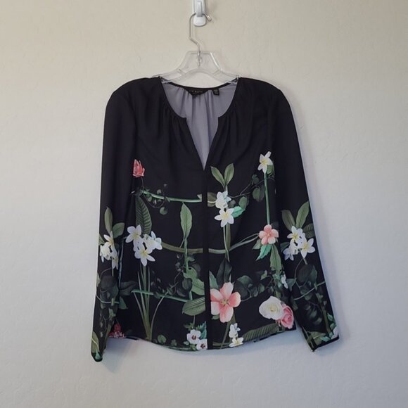 Ted Baker London Synthetic Keekee Secret Trellis Blouse in Black Size 0 - Picture 1 of 11